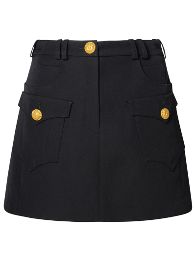 Shop Balmain Woman Black Wool Skirt