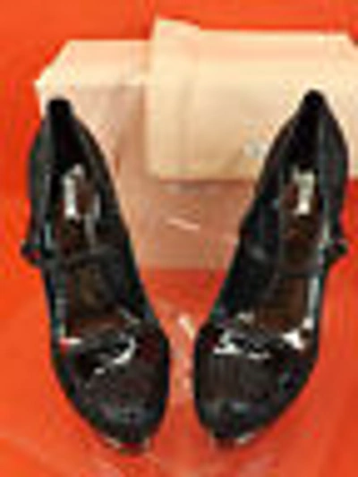 Pre-owned Prada Miu Miu  Black Glitter Patent Leather Spectator Platform Pumps 40.5