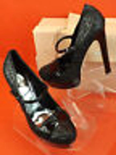 Pre-owned Prada Miu Miu  Black Glitter Patent Leather Spectator Platform Pumps 40.5