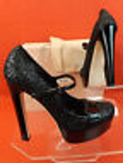 Pre-owned Prada Miu Miu  Black Glitter Patent Leather Spectator Platform Pumps 40.5