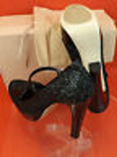 Pre-owned Prada Miu Miu  Black Glitter Patent Leather Spectator Platform Pumps 40.5