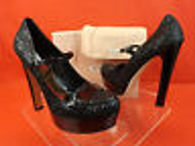 Pre-owned Prada Miu Miu  Black Glitter Patent Leather Spectator Platform Pumps 40.5