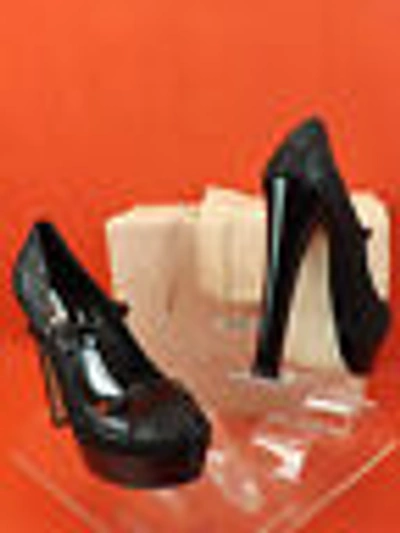 Pre-owned Prada Miu Miu  Black Glitter Patent Leather Spectator Platform Pumps 40.5