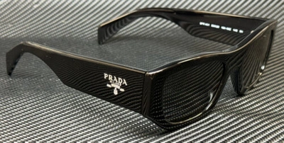 Pre-owned Prada Pr A01s 16k08z Black Dark Grey Unisex 53 Mm Sunglasses In Gray