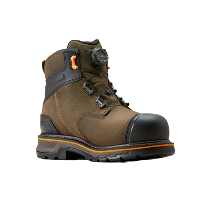 Pre-owned Ariat Men's Stump Jumper 6" Iron Coffee Work Boots 10048060 In Brown