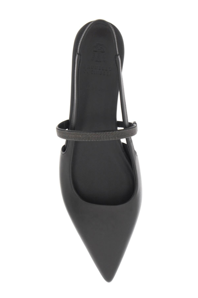 Shop Brunello Cucinelli Slingback Ballet Flats With Precious Strap Women In Black