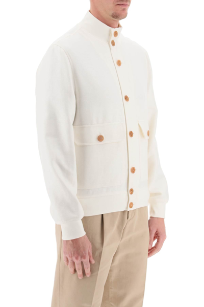 Shop Brunello Cucinelli Tricotine Blouson Jacket Men In White