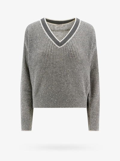 Shop Brunello Cucinelli Woman Sweater Woman Grey Knitwear In Gray