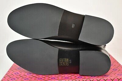 Pre-owned Tory Burch Wyatt Black Leather Black Reva Buckle Elastic Ankle Boots 9.5
