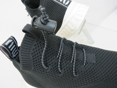 Pre-owned Miu Miu Prada 5e088d Black Knit Mesh White Logo Bungee Lace Sock Sneakers 38