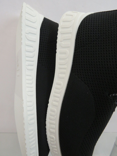 Pre-owned Miu Miu Prada 5e088d Black Knit Mesh White Logo Bungee Lace Sock Sneakers 38