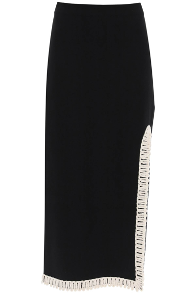 Shop By Malene Birger Gabie Maxi Skirt With Crochet Trims Women In Black