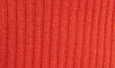 Vince 3/4-sleeve Ribbed Cashmere And Silk Mock-neck Sweater In Vermillion