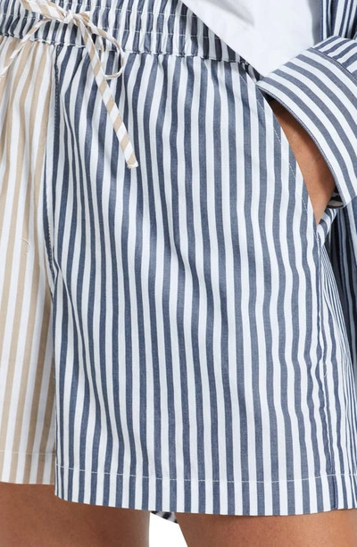 Brixton Sidney Colorblock Stripe Organic Cotton Shorts In Mojave/ Washed Navy