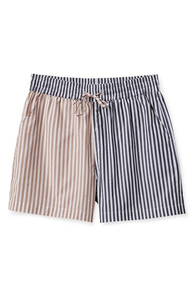 Shop Brixton Sidney Colorblock Stripe Organic Cotton Shorts In Mojave/ Washed Navy
