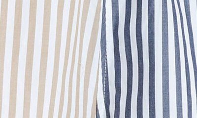 Shop Brixton Sidney Colorblock Stripe Organic Cotton Shorts In Mojave/ Washed Navy