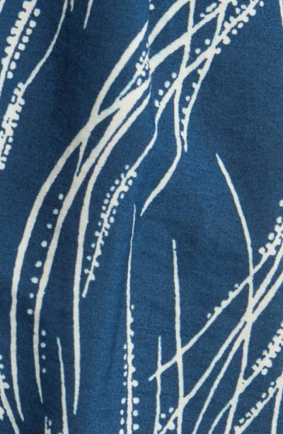 Shop Chelsea28 Pleated Puff Shoulder Long Sleeve Midi Dress In Blue- Ivory Celeste Stripe