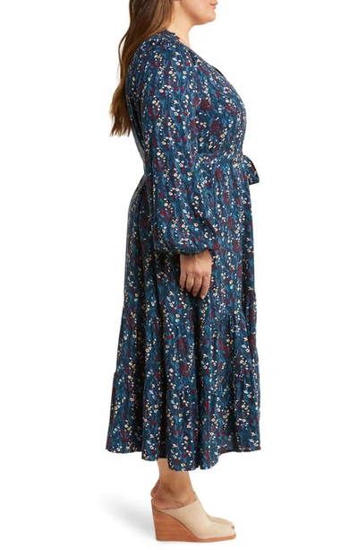 Shop Caslon Floral Long Sleeve Tiered Dress In Navy- Blue Cayce Floral