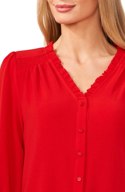 Cece Ruffle V-neck Blouse In Luminous Red