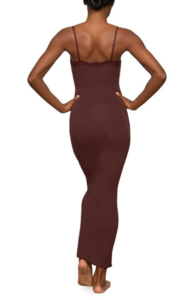 Skims Fits Everybody Lace Trim Long Slipdress In Cocoa