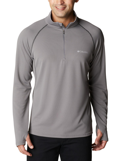 Shop Columbia Sportswear Narrows Mens Athletic Fitness 1/2 Zip Top In Grey