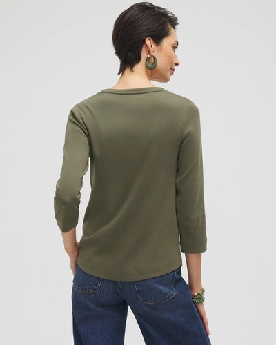Chico's Everyday 3/4 Sleeve V-neck Tee In White Size 16/18 |  In White