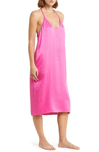 Shop Lunya Halter Neck Washable Silk Nightgown In Caffeinated Pink