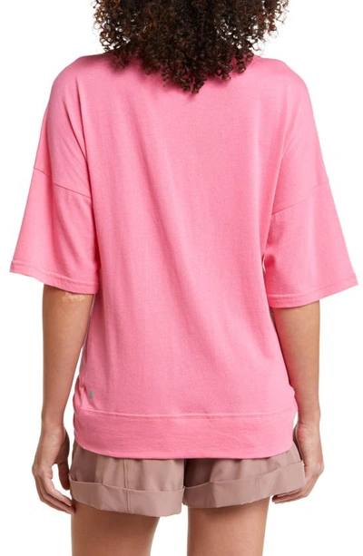 Shop Zella Twist Front T-shirt In Pink Caliente