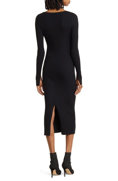 & Other Stories Long Sleeve Scoop Neck Midi Dress In Black