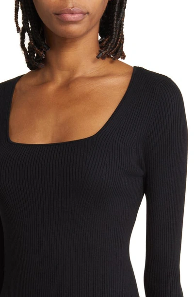& Other Stories Long Sleeve Scoop Neck Midi Dress In Black