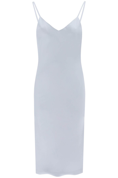 Shop Norma Kamali Crepe Satin Slip Dress In Grey