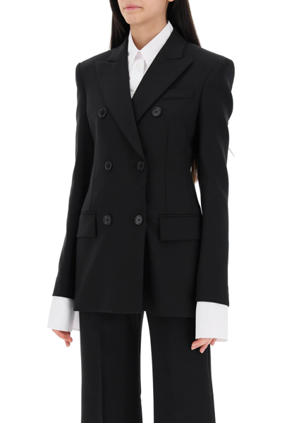 Shop Sportmax Gelly Double-breasted Blazer In Light Wool In Black