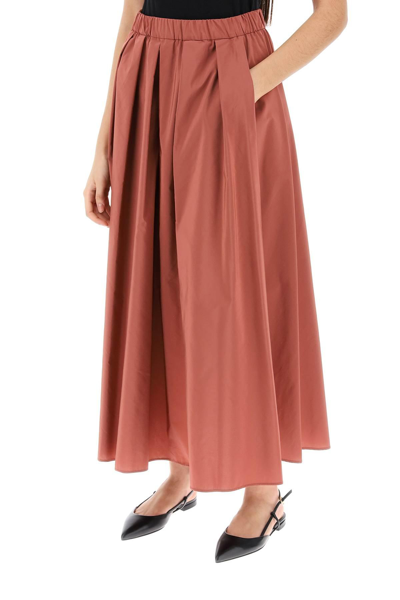 Shop Weekend Max Mara Egidio Taffeta A-line Skirt In Brown,pink