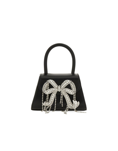 Shop Self-portrait Designer Handbags Micro "bow" Bag In Black