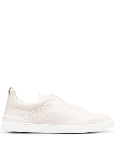 Shop Zegna Triple Stitch Low-top Sneaker Shoes In White