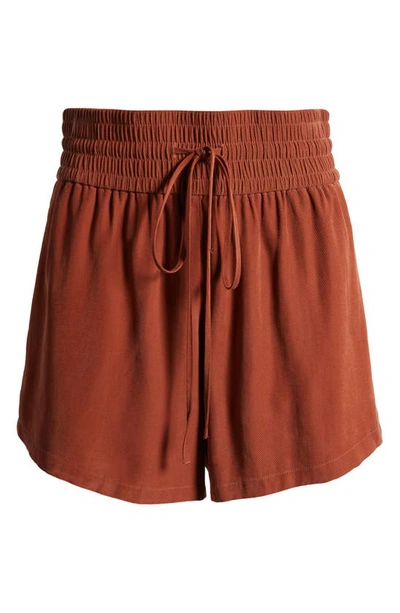 Shop Open Edit Tie Waist Pull-on Shorts In Rust Cherry