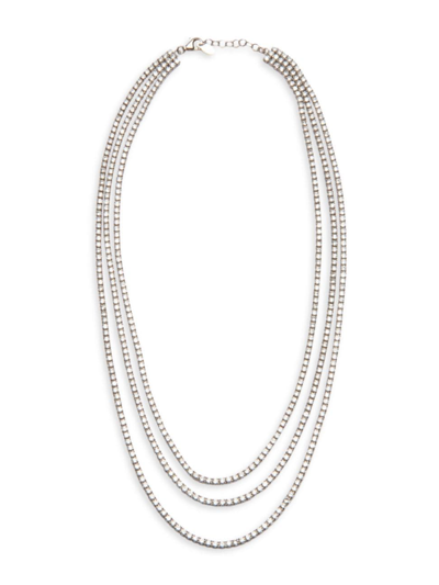 Shop Nickho Rey Women's The Collection Tiered Rhodium Vermeil & Crystal Tennis Necklace In White Gold