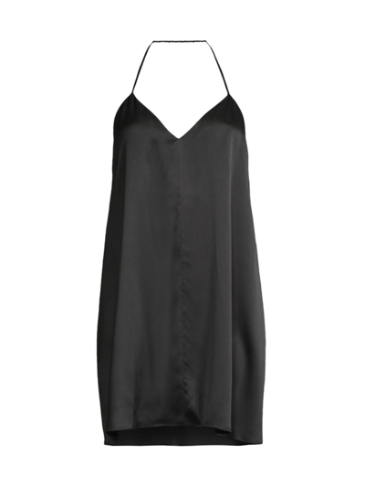 Shop Lunya Women's Silk Halterneck Mini-slipdress In Immersed Black