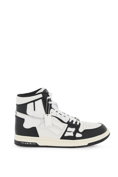 Shop Amiri Leather Skel Top Hi Sneakers In White, Black