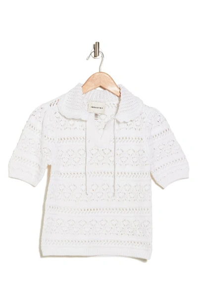Shop Industry Republic Clothing Cotton Crochet Pullover Polo In Classic White