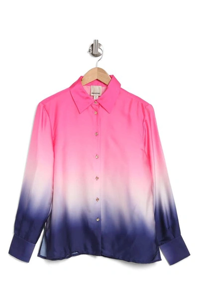 Shop Industry Republic Clothing Ombré Button-up Shirt In Pink Blue Ombre