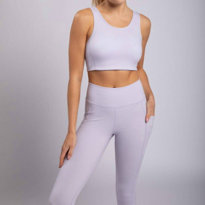 Shop Mono B Clothing Lycra-blend Cut-out Back Essential Sports Bra In Purple