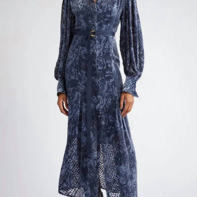 Shop Ulla Johnson Women's Thalia Velvet Burnout Maxi Dress In Blue