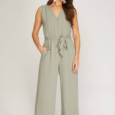 Shop She + Sky Sleeveless Jumpsuit In Green
