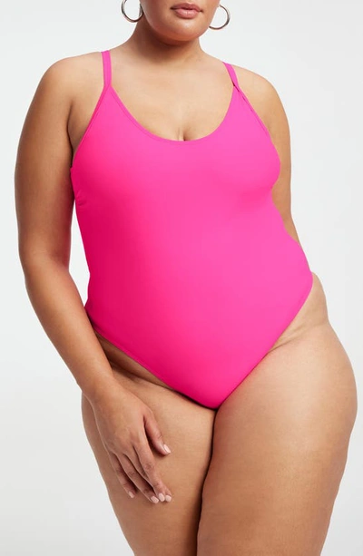 Shop Good American Always Sunny One-piece Swimsuit In Knockoutpink001