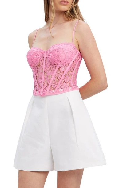 Shop Bardot Holland Lace Corset Crop Top In Lili Pink