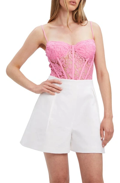 Shop Bardot Holland Lace Corset Crop Top In Lili Pink