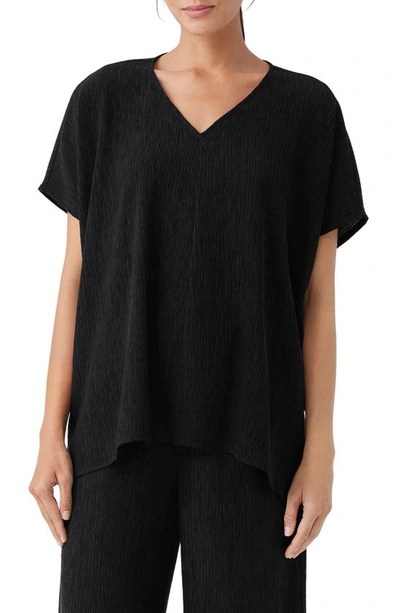 Shop Eileen Fisher Boxy Texture Top In Black