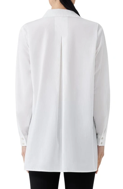 Shop Eileen Fisher Classic Collar Organic Cotton Button-up Tunic In White