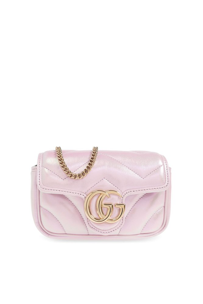 Shop Gucci Gg Marmont Super Mini Shoulder Bag In Pink
